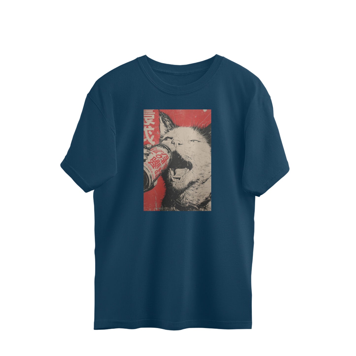 Oversized T-shirt - Retro Cat Poster