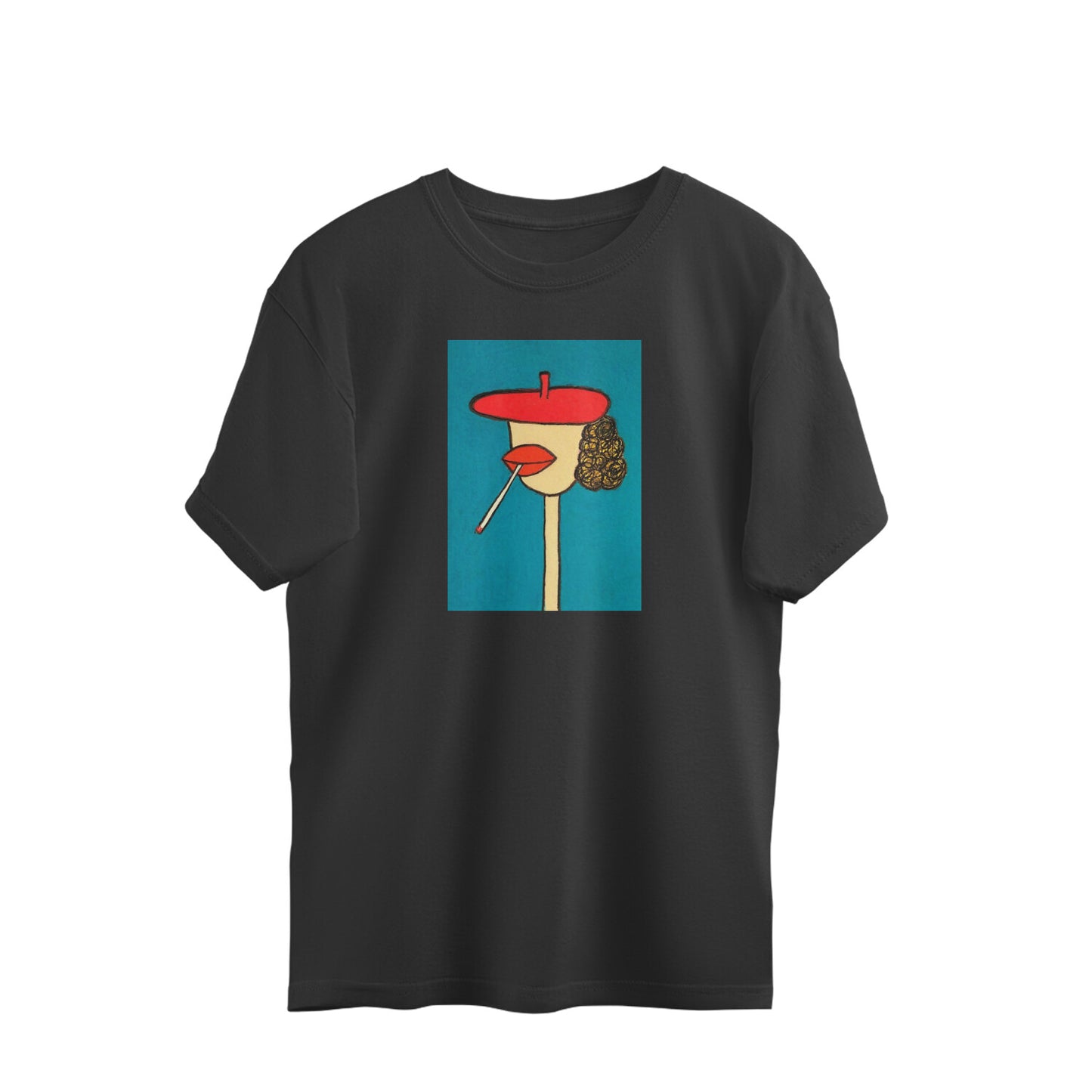Oversized T-shirt - Red Beret - Illustration - Jazz
