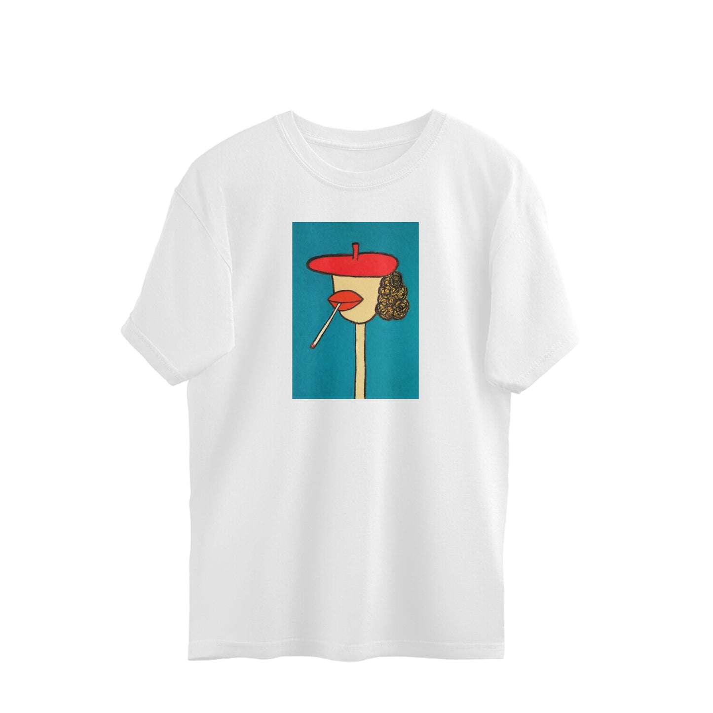 Oversized T-shirt - Red Beret - Illustration - Jazz