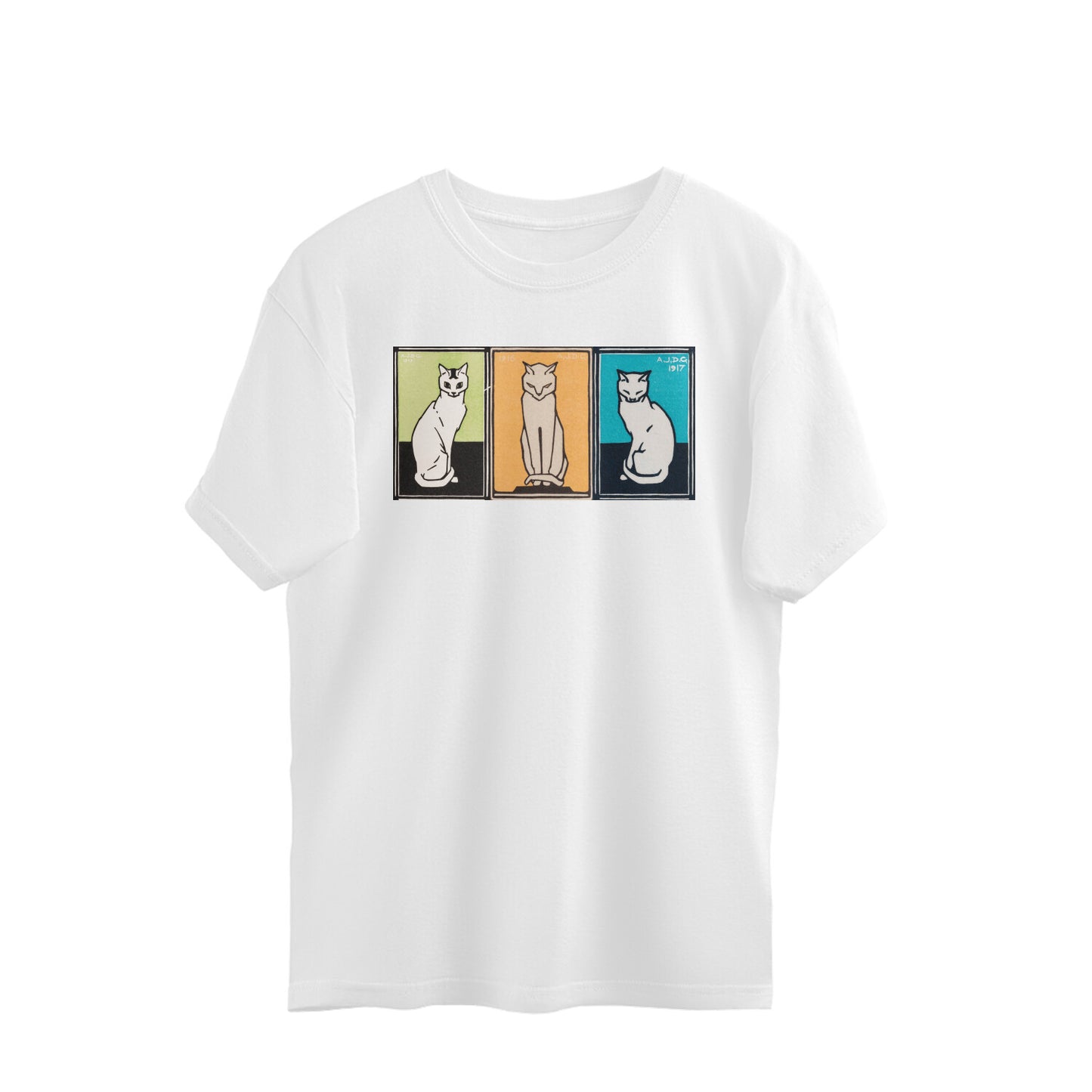 Oversized T-shirt - 'Cats' by Julie de Graag (Art Nouveau)