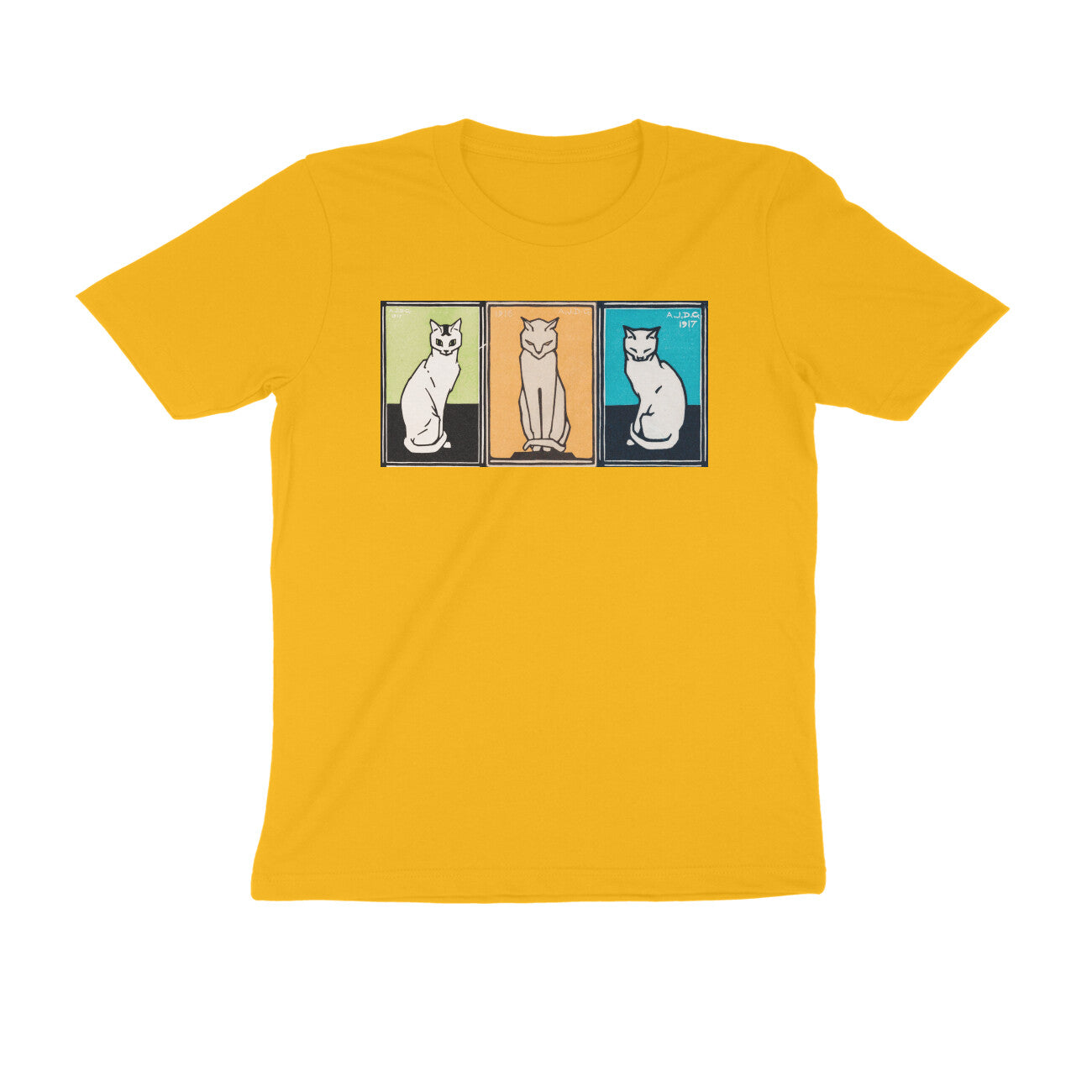 Round neck T-shirt - 'Cats' by Julie de Graag (Art Nouveau)