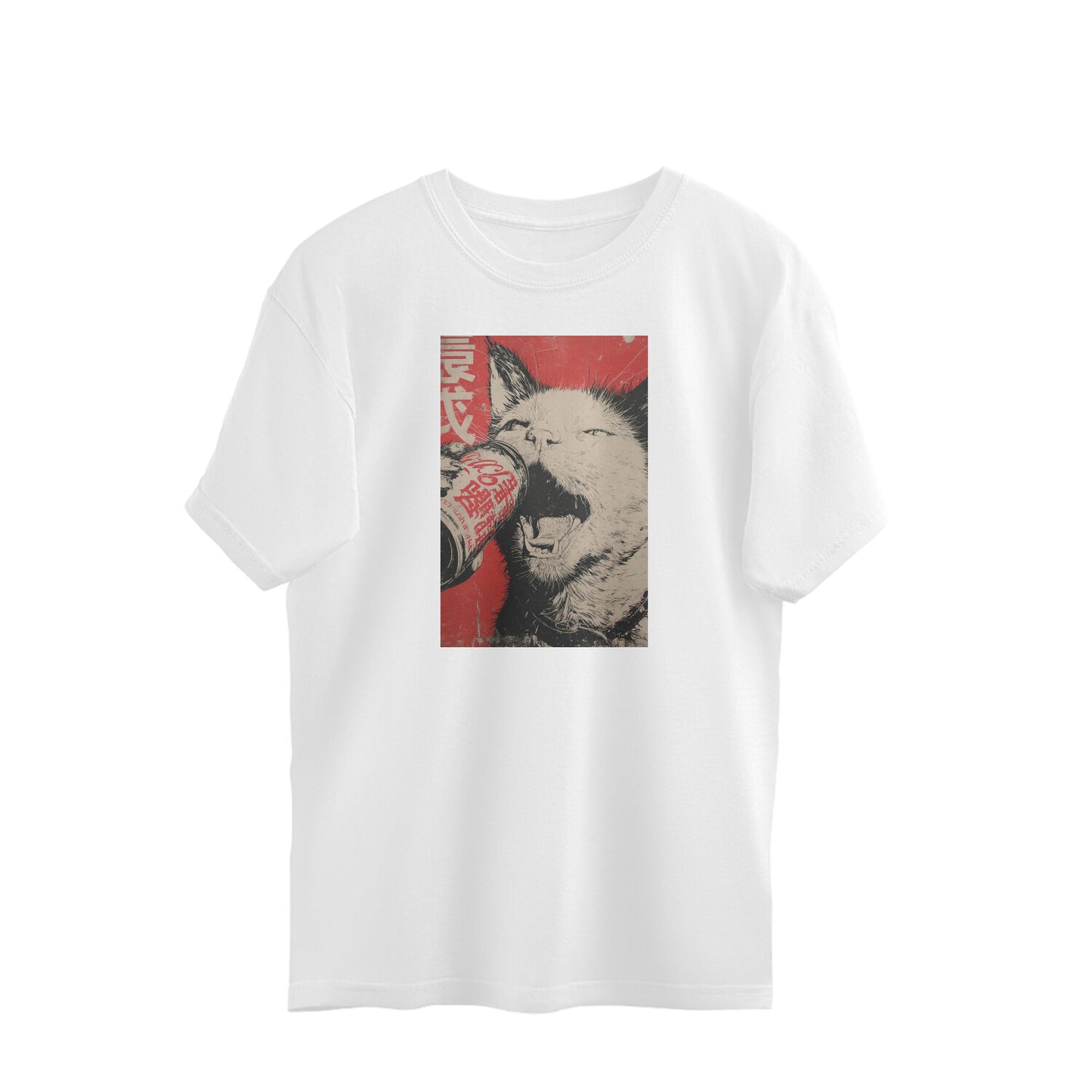 Oversized T-shirt - Retro Cat Poster