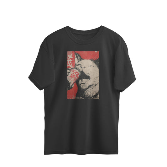 Oversized T-shirt - Retro Cat Poster