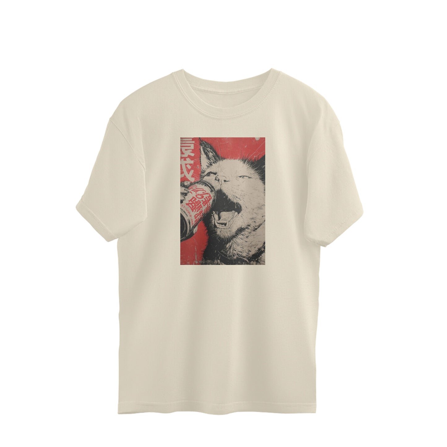 Oversized T-shirt - Retro Cat Poster